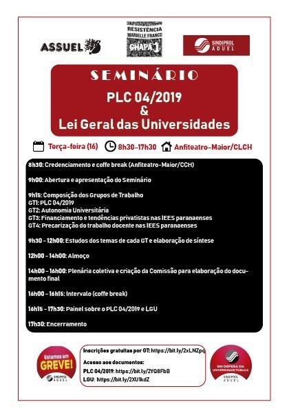 SEMINÁRIO PLC 04/2019 E LGU